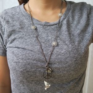 Lucky Brand Dove & Peace Sign Necklace
